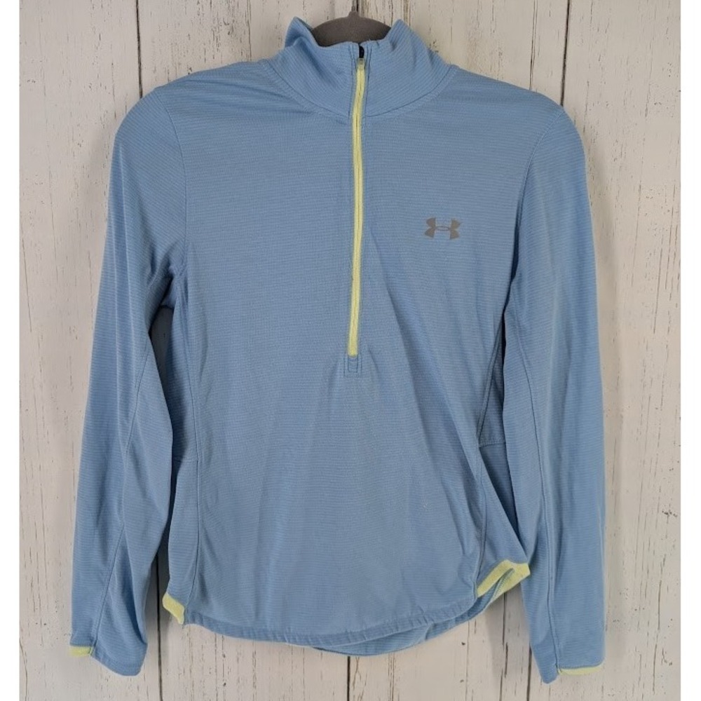 Under‎ Armour Size Small Heatgear Blue Green Half Zip Active Pullover Top